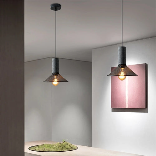 lustre ciment suspension led loft béton tube long décor salle cuisine éclairage - vue 7 sur 12