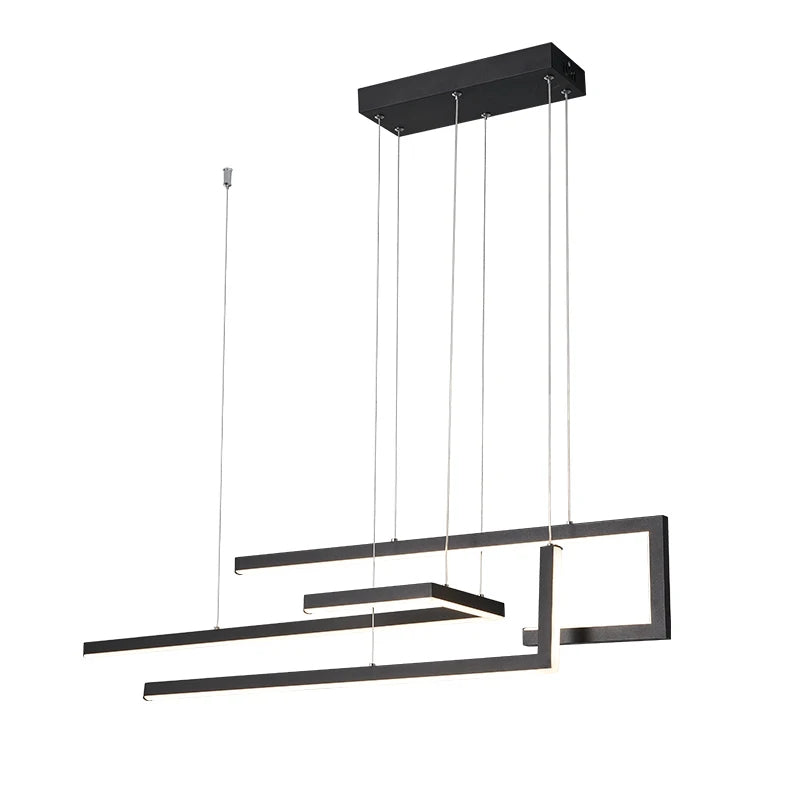 Nordic minimalist LED chandeliers, kitchen and restaurant chandeliers, modern rectangular decorative indoor lighting fixtures - vue 7 sur 8