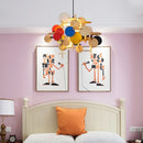 Modern Nordic wooden chandelier with colourful decorative lighting