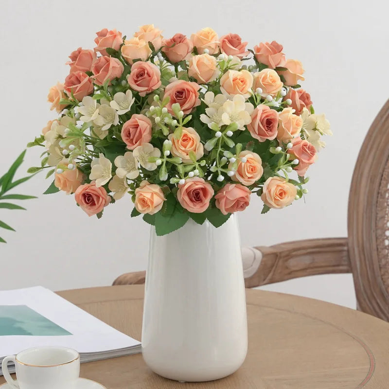 fleurs artificielles mariage bouquet roses hortensia décoration florale - vue 6 sur 11