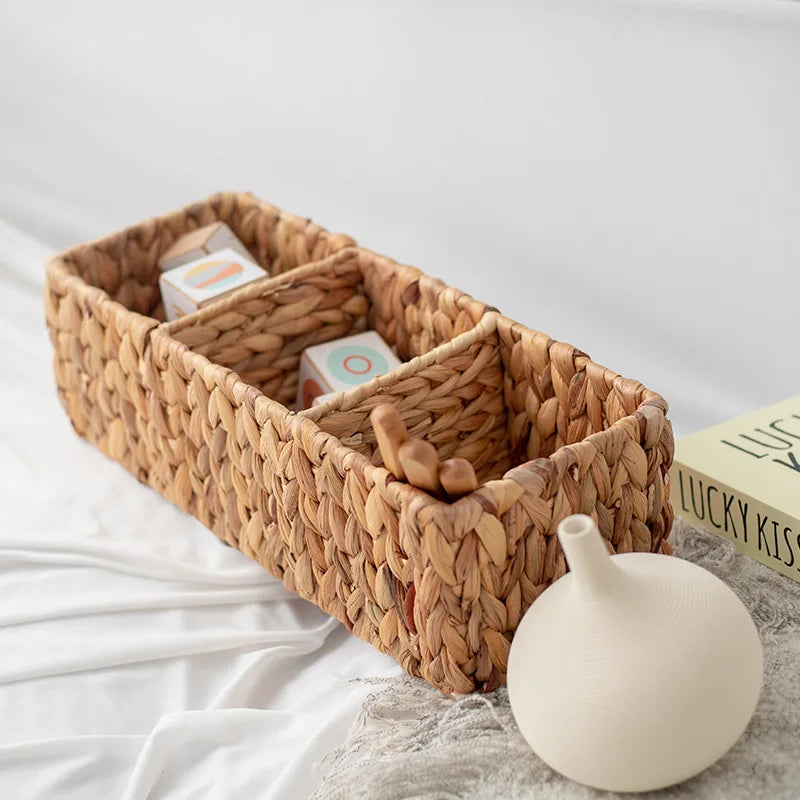 panier de rangement tissé à la main trois compartiments en rotin - vue 5 sur 5