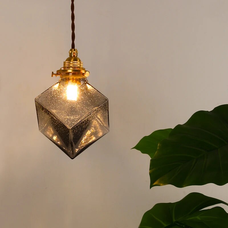 suspension laiton verre salle manger bar - vue 3 sur 9