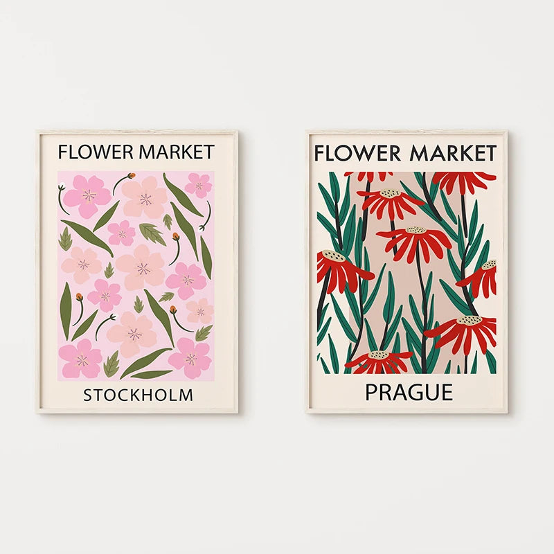 affiche de fleurs abstraction art nordique décoration murale moderne