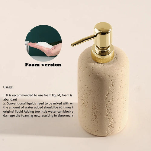 Retro Natural Stone Press on Shower Gel Dispensing Bottle, Home Storage Bottles, Bathroom Appliances, Wash Basin, Tabletop Ornam