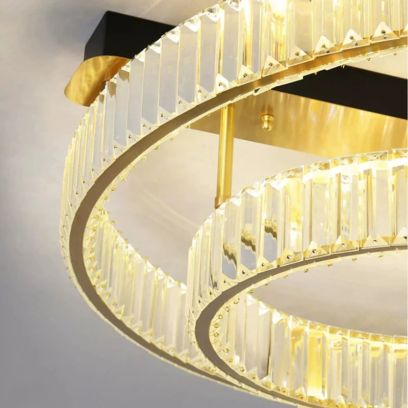 plafonnier de luxe en cuivre et cristal lampara de techo - vue 7 sur 15