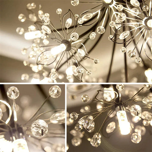Nordic Creative Dandelion Romantic Crystal Chandelier Dining Room Bedroom Living Room Clothing Coffee Shop Luxury LED Chandelier