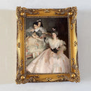 Rectangular retro gold resin photo frame. Wall relief with frame painting, combination of creative picture frame. Canvas album.