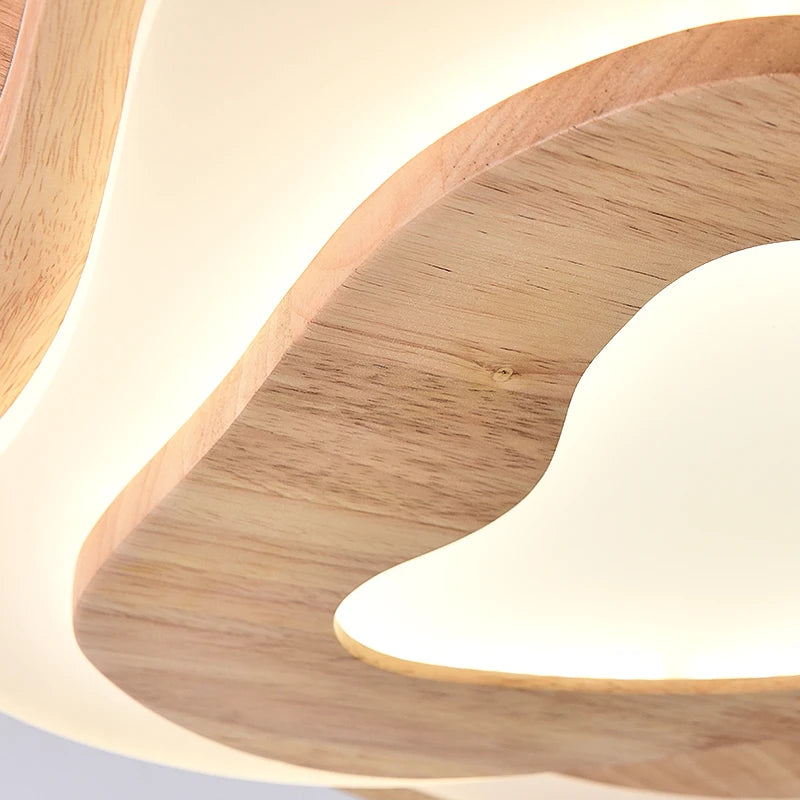 Plafonnier Chinois Zen en bois nuage acrylique LED - vue 5 sur 11