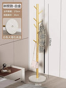 Freestanding Marble Metal Coat Rack, 3 Storage Shelves, 9 Hooks, Hall Tree for Coats, Hats, Bags, Entryway Organizer