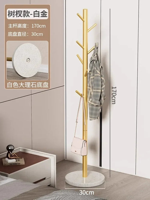 Freestanding Marble Metal Coat Rack, 3 Storage Shelves, 9 Hooks, Hall Tree for Coats, Hats, Bags, Entryway Organizer - vue 12 sur 26
