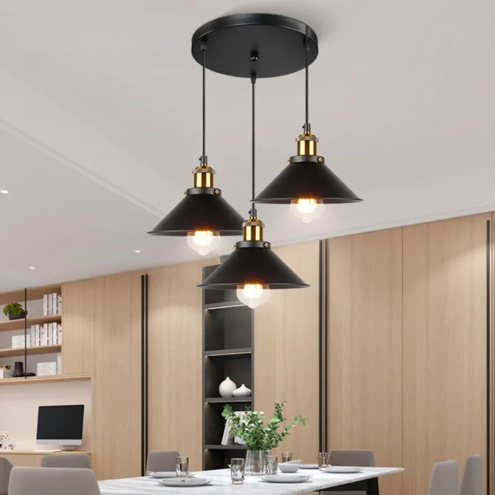 Suspension LED conique industrielle en métal - vue 3 sur 7
