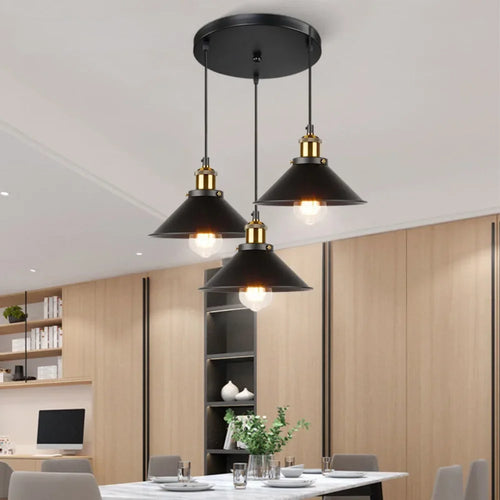 Suspension LED conique industrielle en métal - vue 3 sur 7