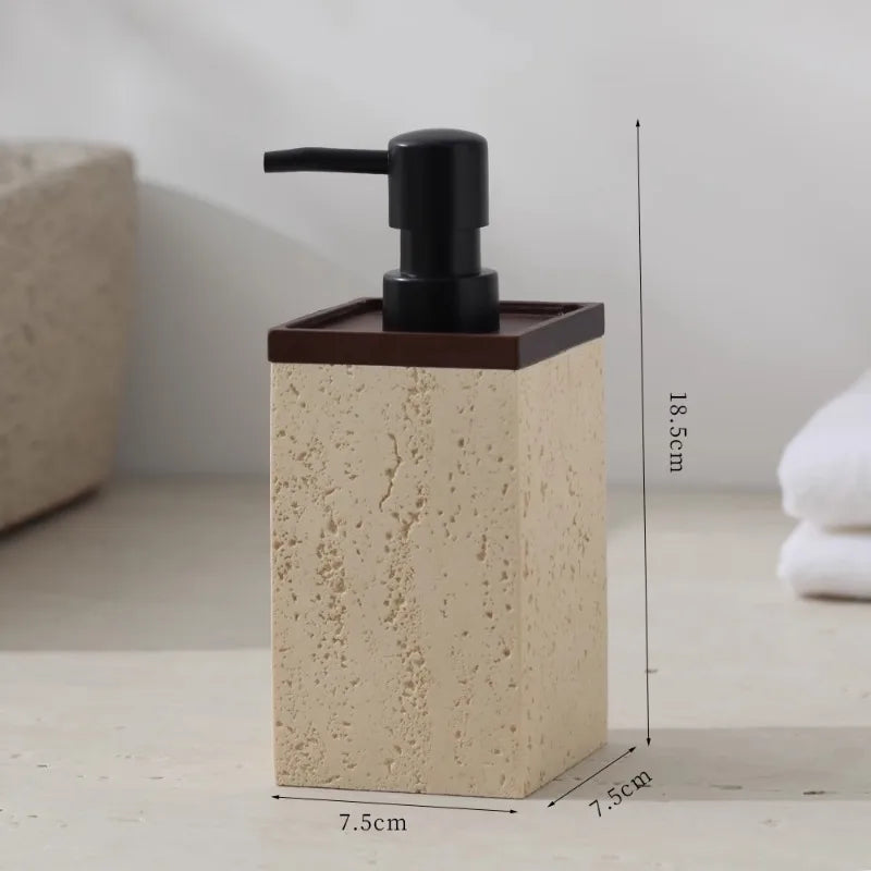 vintage natural travertine disinfectant bottle home decor