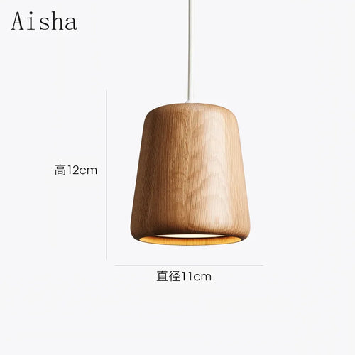 Minimalist solid wood Nordic pendant light for interiors - vue 6 sur 8