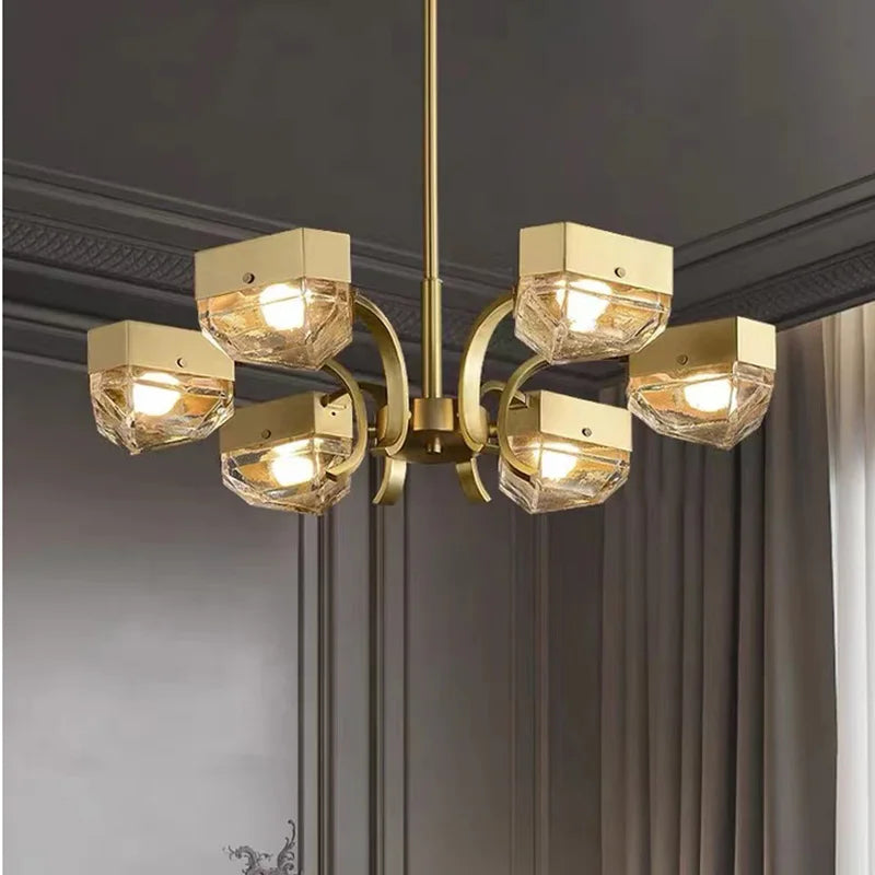 led décorative en cuivre avec suspension réglable pour salon - vue 4 sur 14