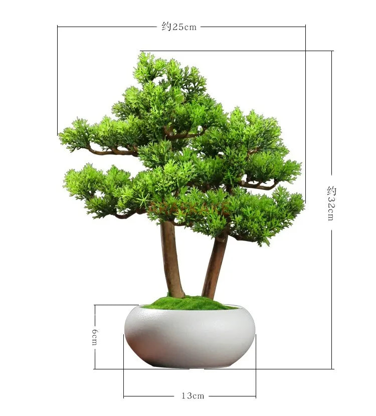 1PCS Simulated welcoming pine bonsai ornaments, pine bonsai desktop plant decorations, biomimetic small green plants - vue 6 sur 8
