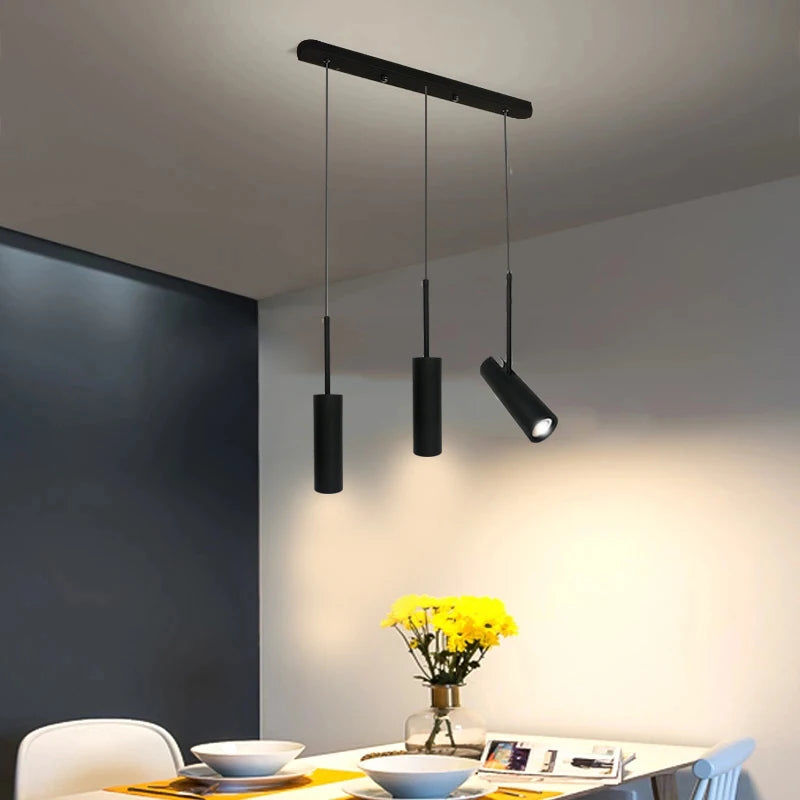 Nordique moderne LED suspension lampe salle à manger décor Restaurant Bar café chambre étude noir suspension lumières abat-jour réglable - vue 4 sur 10