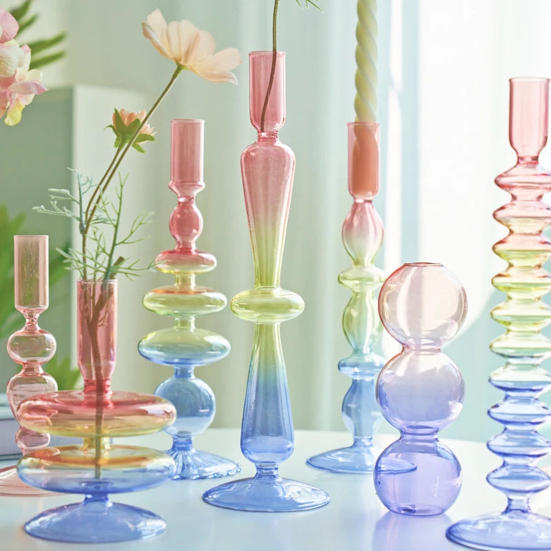 bougeoir en verre pour décorations de fête et mariage - vue 5 sur 16
