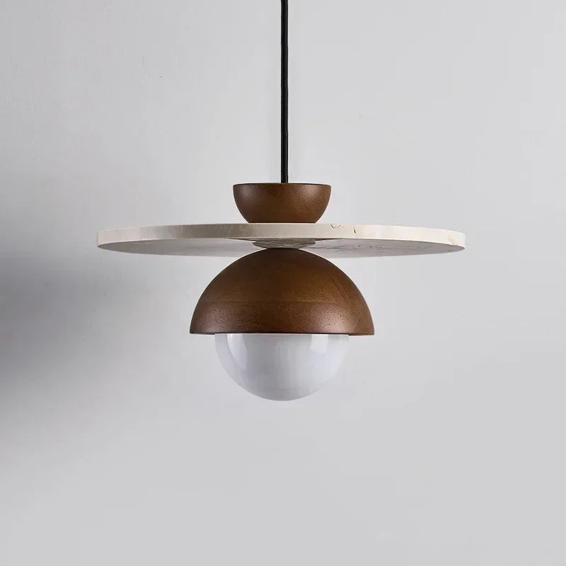 Modern LED pendant lamp, walnut stone pendant lamp, bedside lamp, indoor home decoration - vue 4 sur 7