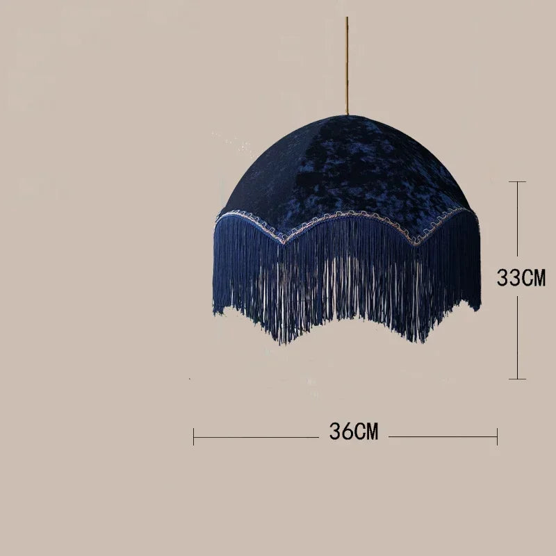 Vintage fabric chandelier with tassels for interior decoration