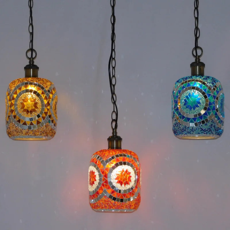 suspension LED en mosaïque turque style bohémien rétro vintage - vue 6 sur 14