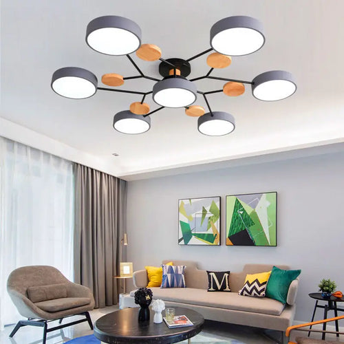 lustre en bois led style nordique pour diverses pièces - vue 3 sur 22