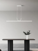 lustre simple noir/blanc long tube à LED
