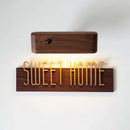 DIY Customizable English alphabet Walnut Wood Retro, Decorative Plaque Charge Inductive Lighting for Entrance Door, commercial
