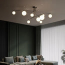 lustre moderne nordique en verre avec luminaire suspendu en fer