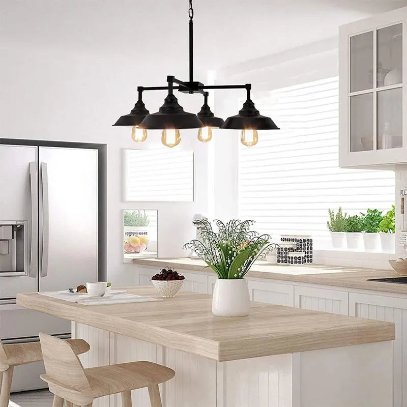lustre vintage loft 4 têtes style américain pour restaurant