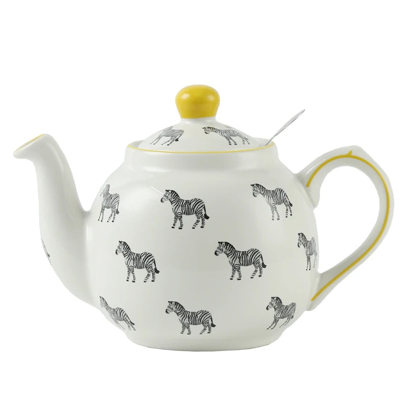 Théière céramique motif zebre avec infuseur inox
