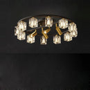 plafonnier en cuivre or noir argent cube cristal LED design moderne 2024