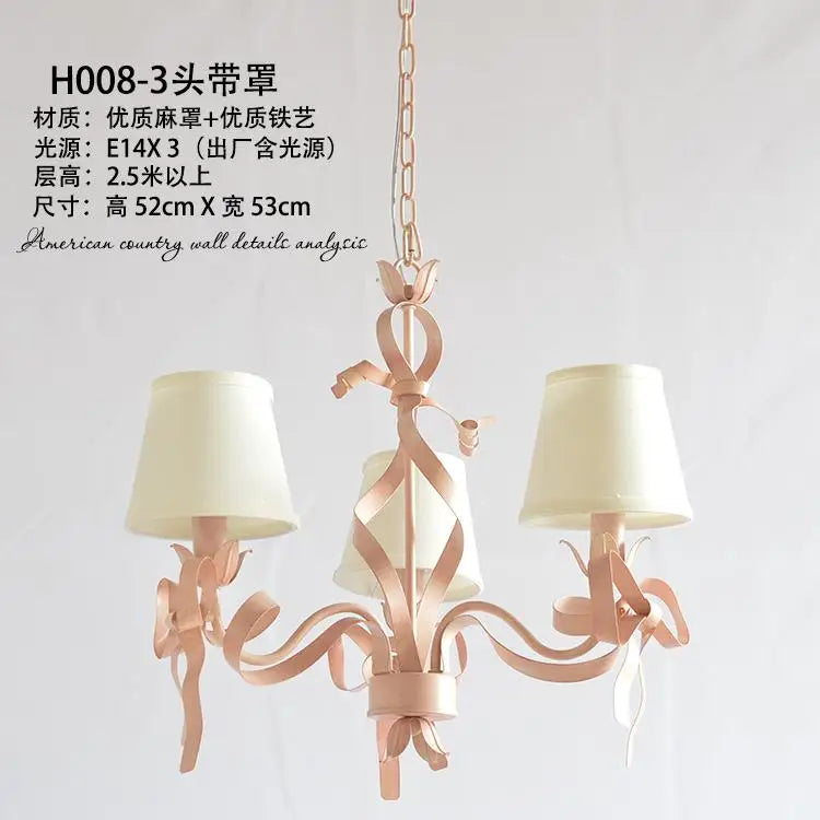 lustre en ruban rose pour chambre d'enfant élégante - vue 8 sur 14