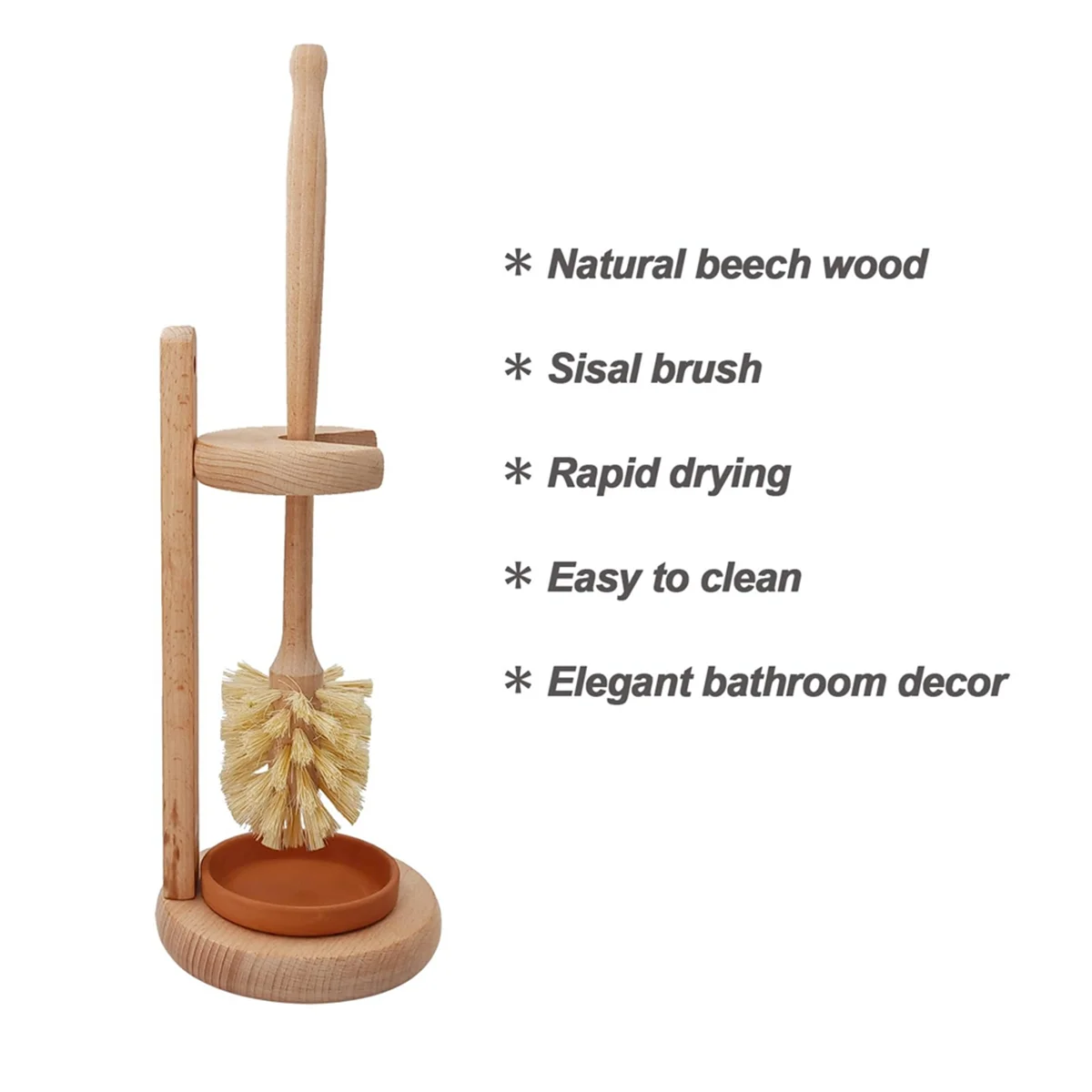 Wood Toilet Brush and Holder Set, Wood Toilet Bowl Cleaner Brush for Bathroom, Toilet Scrubber with - vue 4 sur 6