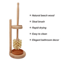 Wood Toilet Brush and Holder Set, Wood Toilet Bowl Cleaner Brush for Bathroom, Toilet Scrubber with