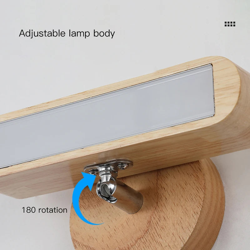 Applique murale intérieure moderne pour chevet chambre salon enfants escalier couloir fond veilleuse lampe circulaire en bois - vue 5 sur 8