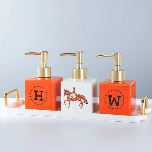 WHYOU Cermic Separate Shampoo Shower Gel Bottle, Liquid Soap Dispensers, Emulsion, Latex Hand Wish Bottles, Bathroom Accessories - vue 3 sur 18