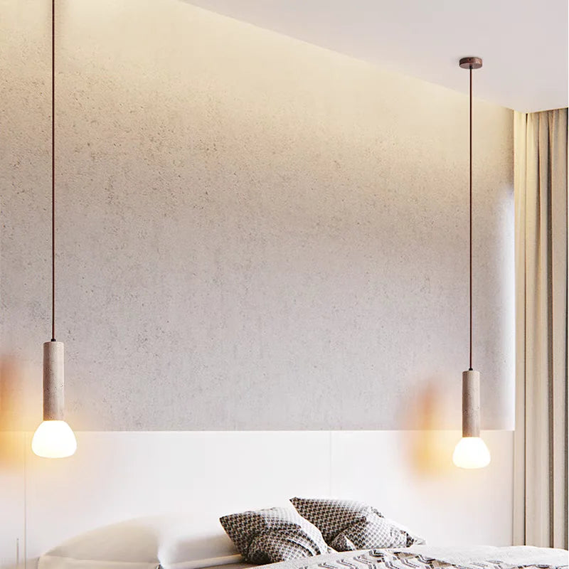 lustre wabi-sabi en pierre de grotte rétro suspendu - vue 4 sur 7
