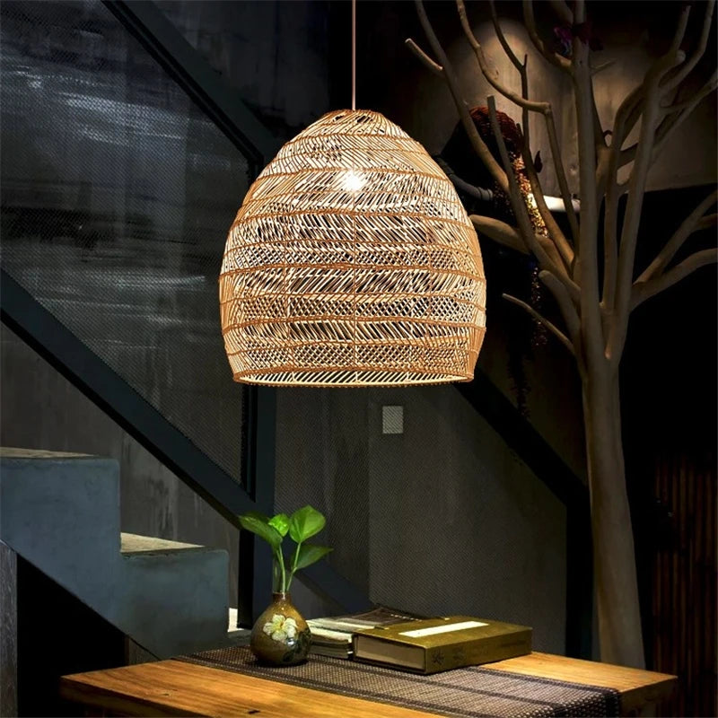 suspension en rotin naturel pour décoration intérieure élégante - vue 5 sur 14