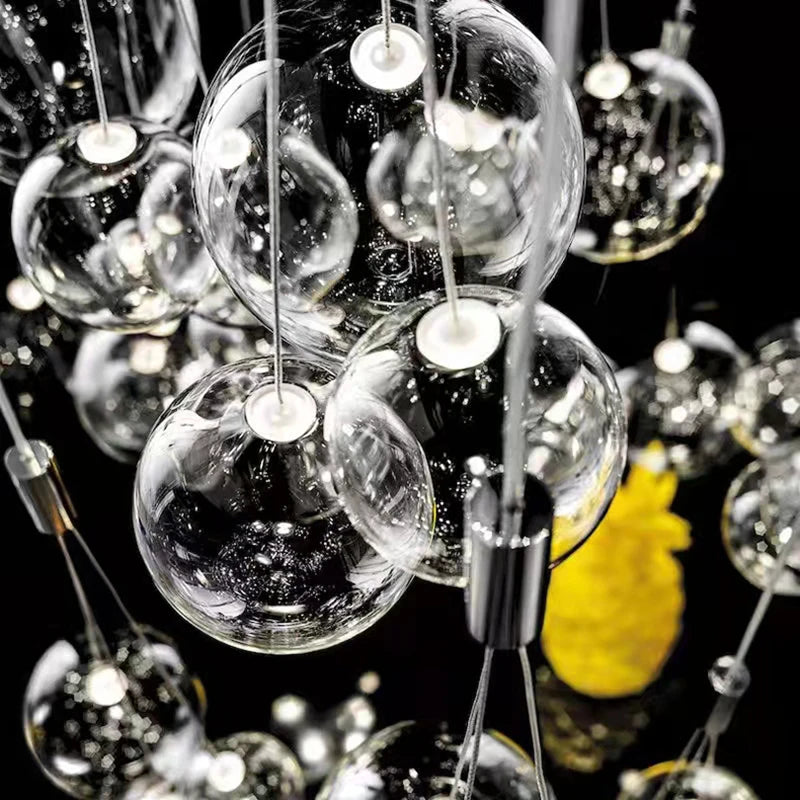 suspension bubble ball led en verre avec fil réglable - vue 11 sur 10