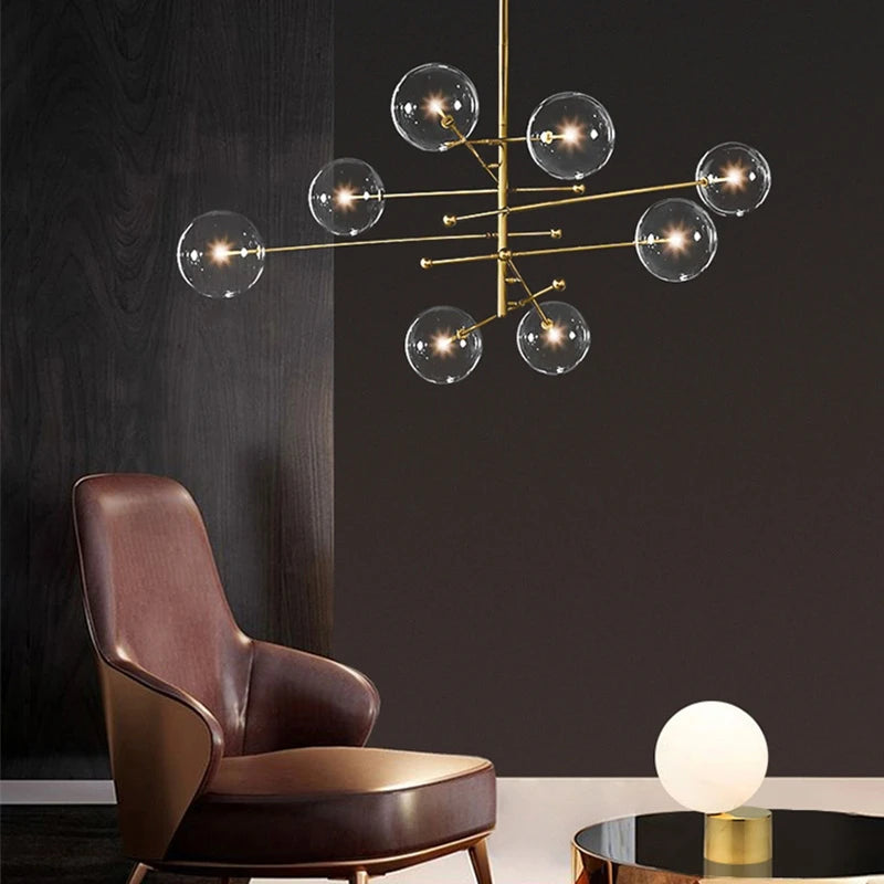 lustre led en verre nordique pour éclairage suspendu décoration intérieur - vue 5 sur 10