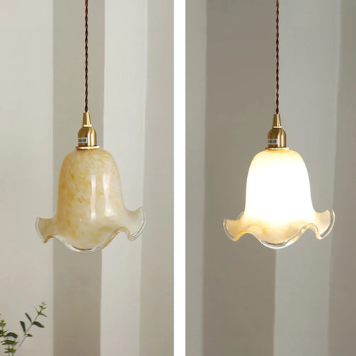 suspension à led rétro fleurs en laiton et verre créatif minimaliste - vue 5 sur 6