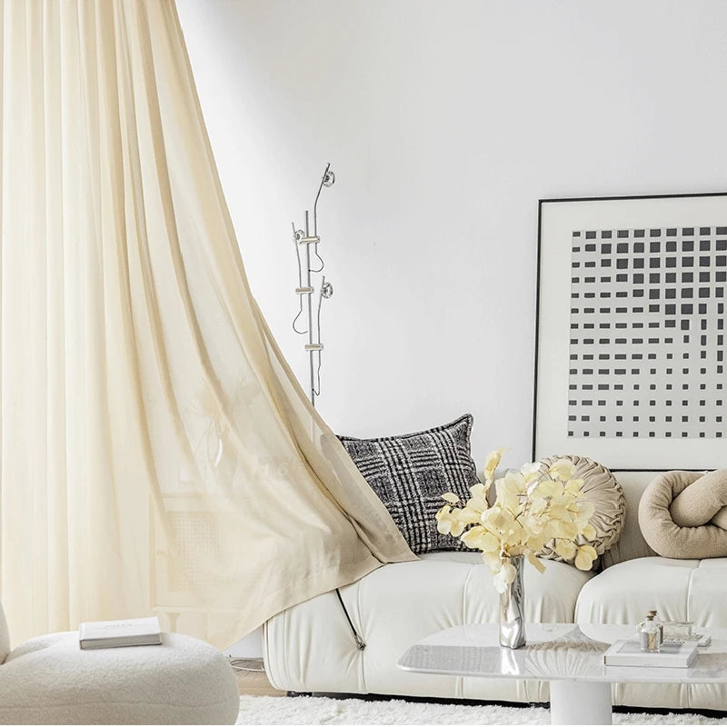Rideau minimaliste translucide plissé isolant pour salon chambre