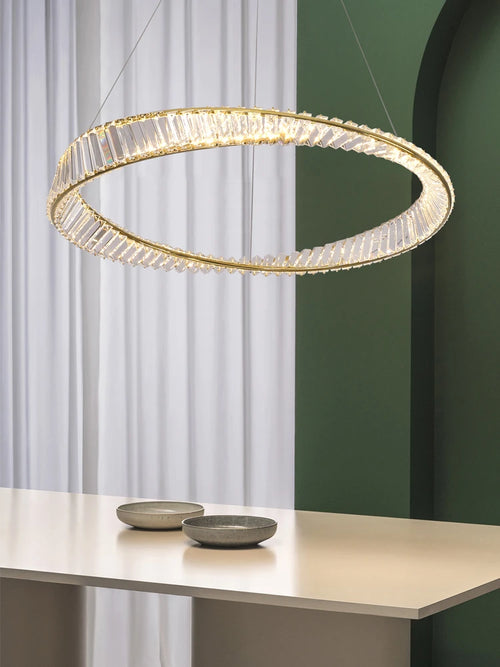 lustre en cristal design en acier inoxydable pour décoration moderne - vue 4 sur 7