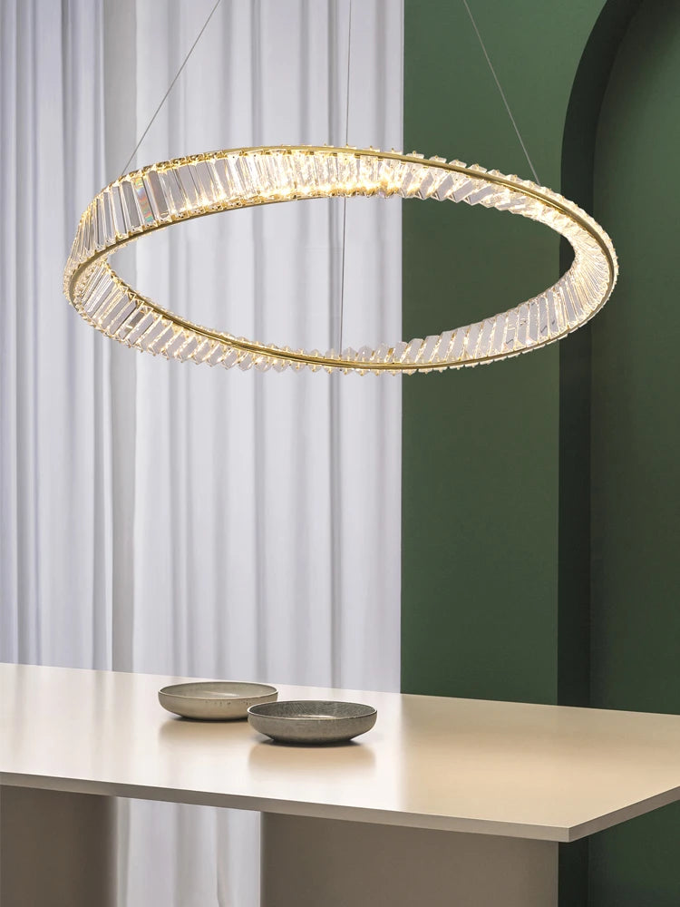 lustre en cristal design en acier inoxydable pour décoration moderne - vue 4 sur 7