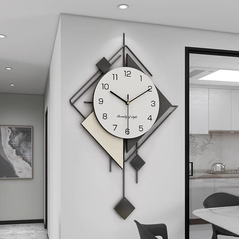New Design Creative Wall Art Clock, Silent Pendulum Clock, Living Room Wall Decor Clocks, Metal Home Wall Decorations, Large - vue 5 sur 8