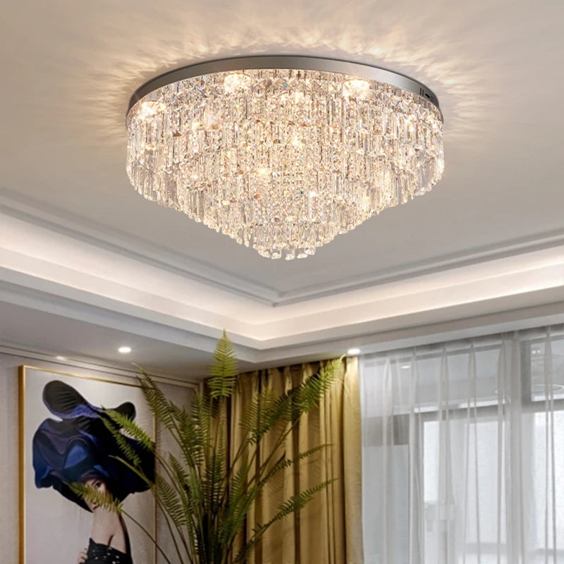plafonnier en cristal luxe style français atmosphère simple 2024 - vue 3 sur 9