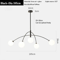 lustre moderne en verre design lampe à led de luxe pour décoration intérieure