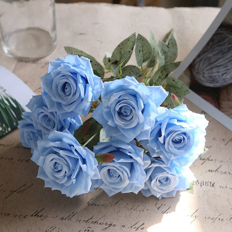 fleurs de roses artificielles bouquet décoration pour la maison et bureau - vue 13 sur 14