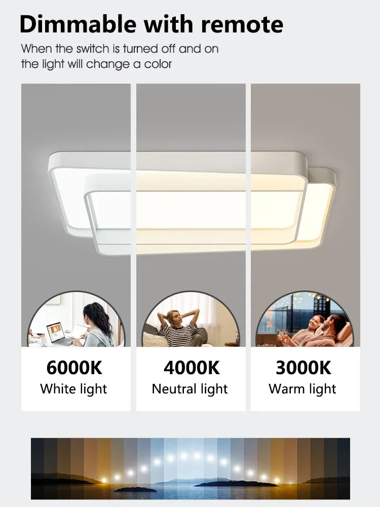 Ceiling Lamps Living Room Main Lamp Rectangular Nordic Ceiling Lamp Modern Simple Atmosphere Bedroom Creative Lamps Whole House - vue 5 sur 11